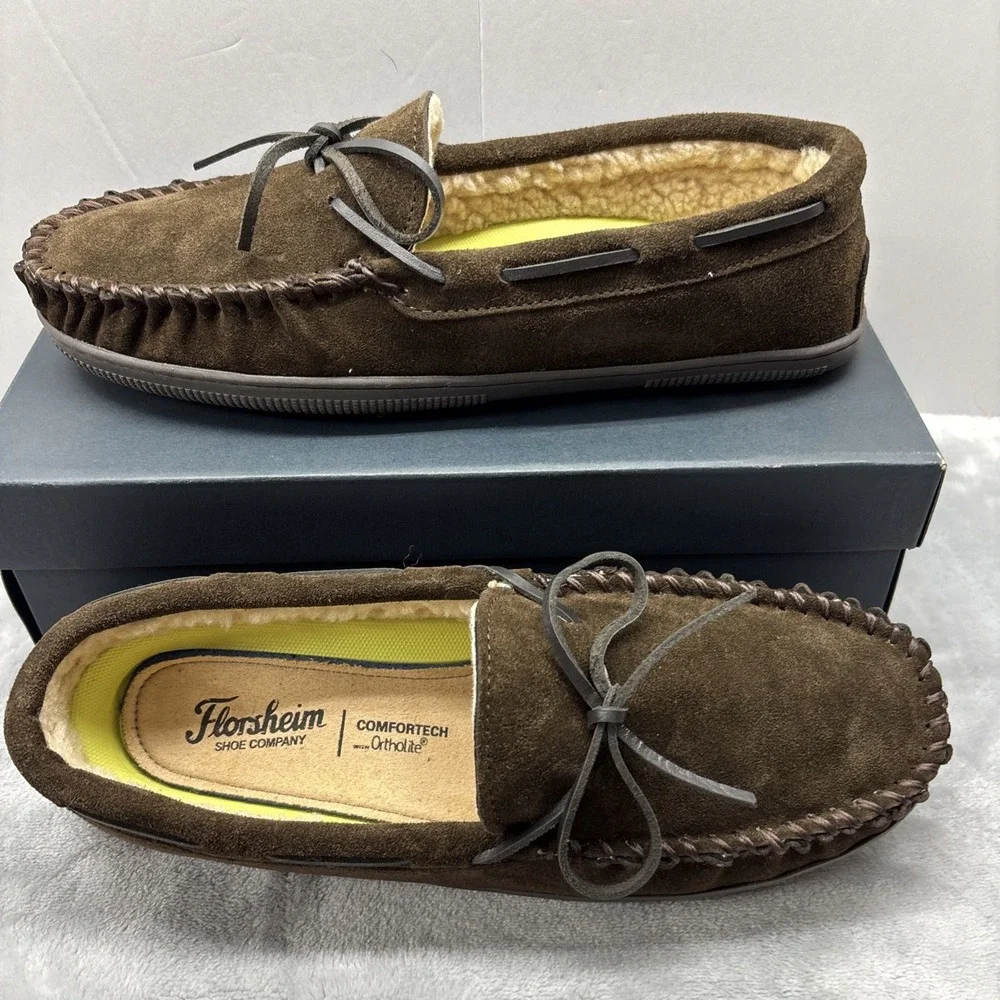 Men's 11 Florsheim Cozzy Tie Slippers in chocolate brown NIB
